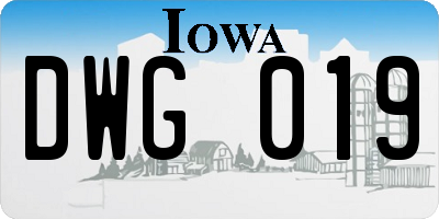 IA license plate DWG019