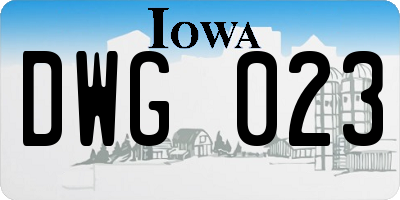 IA license plate DWG023