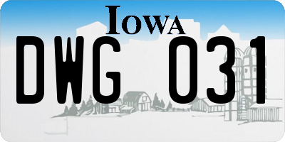 IA license plate DWG031