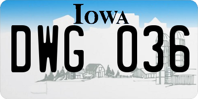 IA license plate DWG036