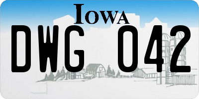 IA license plate DWG042