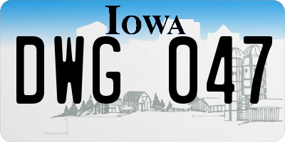 IA license plate DWG047