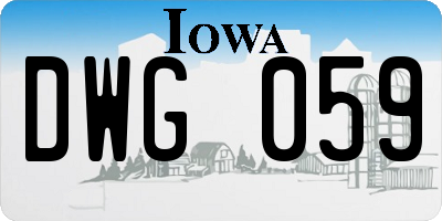 IA license plate DWG059