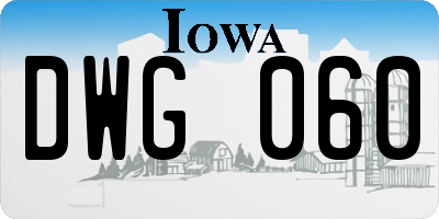 IA license plate DWG060