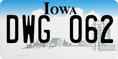 IA license plate DWG062