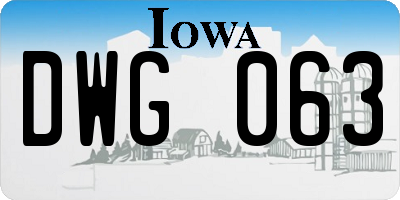IA license plate DWG063