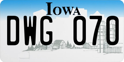 IA license plate DWG070
