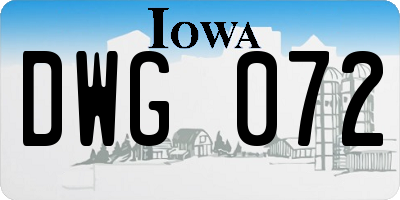 IA license plate DWG072