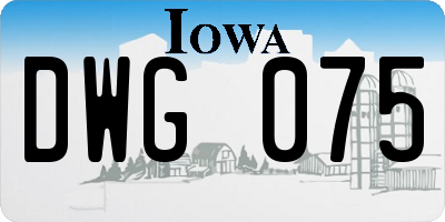 IA license plate DWG075