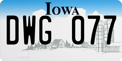 IA license plate DWG077