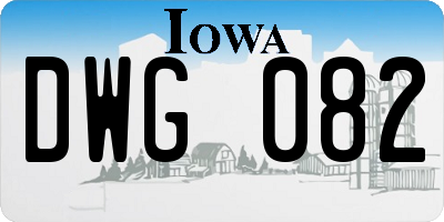 IA license plate DWG082