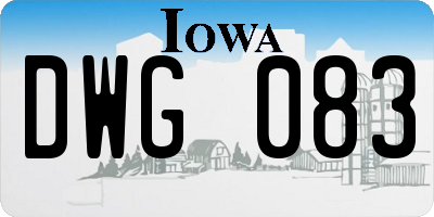 IA license plate DWG083