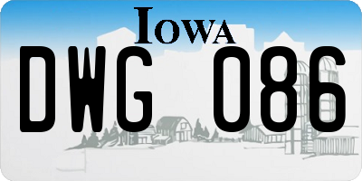 IA license plate DWG086