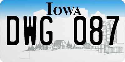 IA license plate DWG087