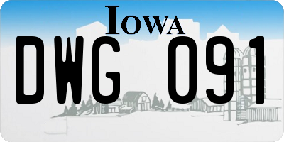 IA license plate DWG091