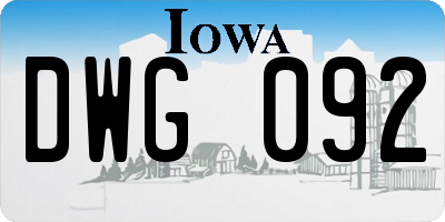 IA license plate DWG092