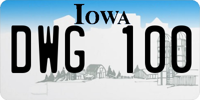 IA license plate DWG100