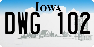 IA license plate DWG102