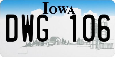 IA license plate DWG106