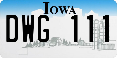 IA license plate DWG111