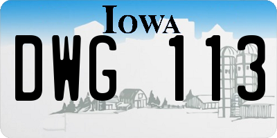 IA license plate DWG113