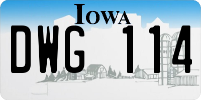 IA license plate DWG114