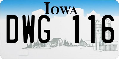 IA license plate DWG116