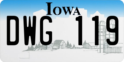 IA license plate DWG119