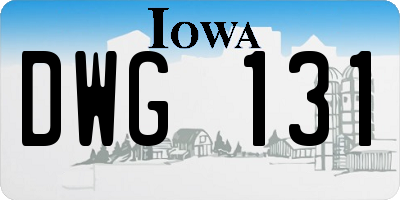 IA license plate DWG131