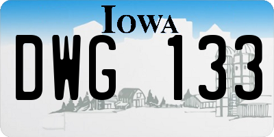 IA license plate DWG133
