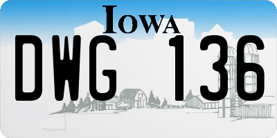 IA license plate DWG136