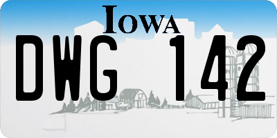 IA license plate DWG142