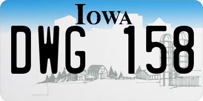 IA license plate DWG158