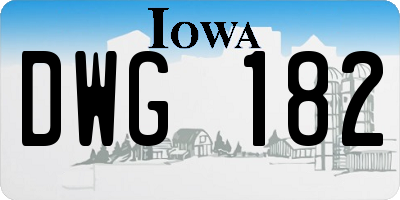 IA license plate DWG182
