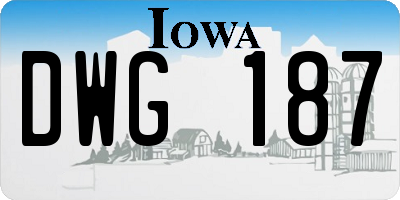 IA license plate DWG187