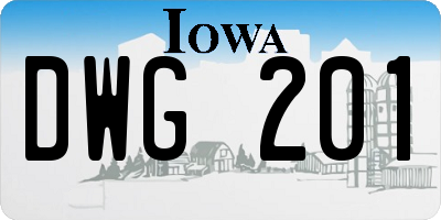 IA license plate DWG201