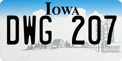 IA license plate DWG207