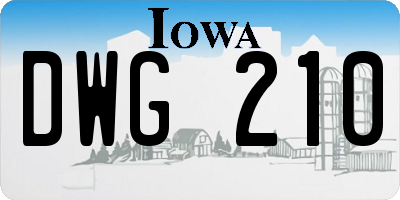 IA license plate DWG210