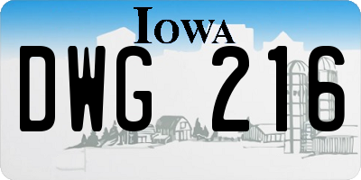 IA license plate DWG216