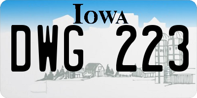 IA license plate DWG223