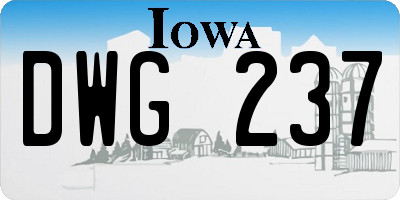 IA license plate DWG237