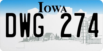 IA license plate DWG274