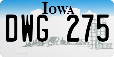 IA license plate DWG275