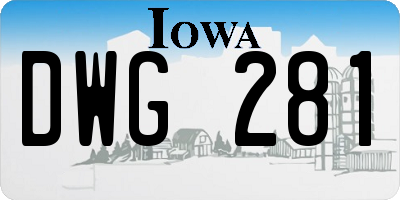 IA license plate DWG281