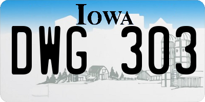 IA license plate DWG303
