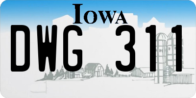 IA license plate DWG311