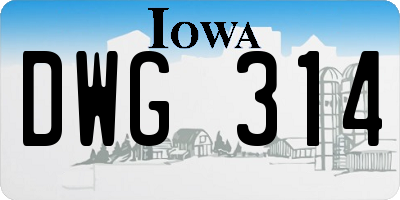 IA license plate DWG314