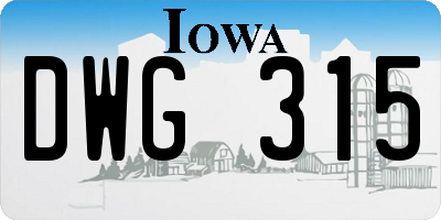 IA license plate DWG315