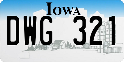 IA license plate DWG321