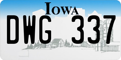 IA license plate DWG337